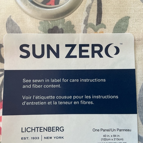 Sun Zero Blackout Curtain Set 2 Panel Floral New 40x84”L Grommet Multicolor NEW - Picture 6 of 7